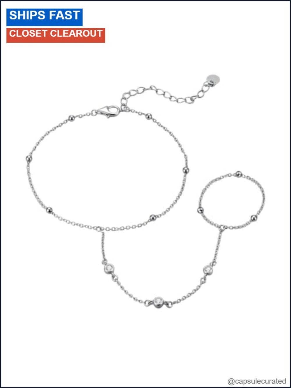 Diamond Hand Chain Bracelet 925 Sterling Silver Lab Grown Diamond Women Jewelry